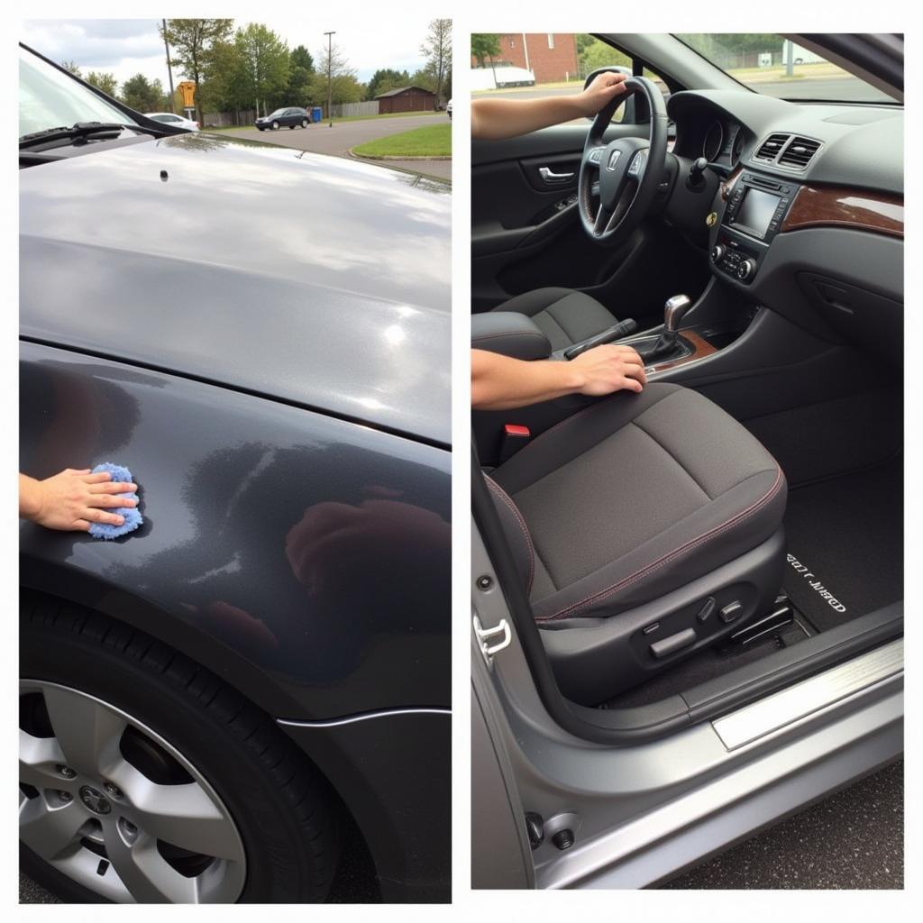 Car Detailing Process: Interior and Exterior View