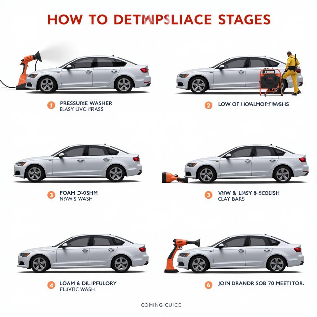 Car Detailing Process Overview: A step-by-step guide to professional car detailing, covering exterior wash, paint correction, interior cleaning, and protection.