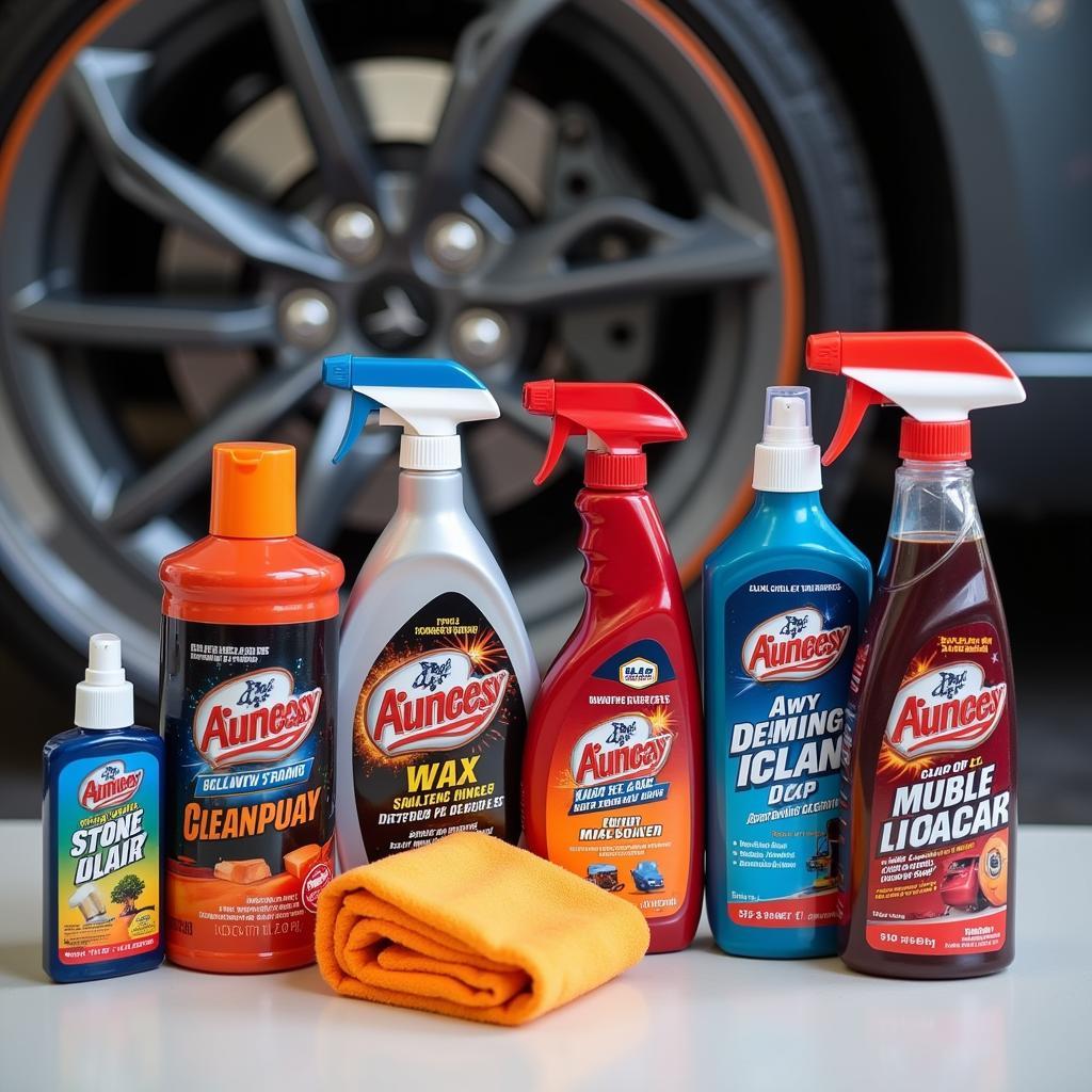 Various car detailing products used in Wheeler, TX