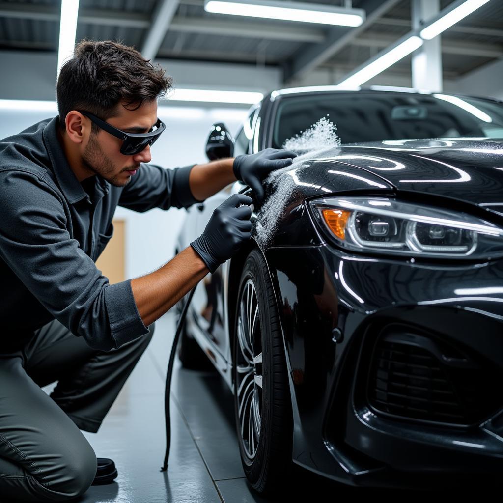 Car Detailing Professional at Work