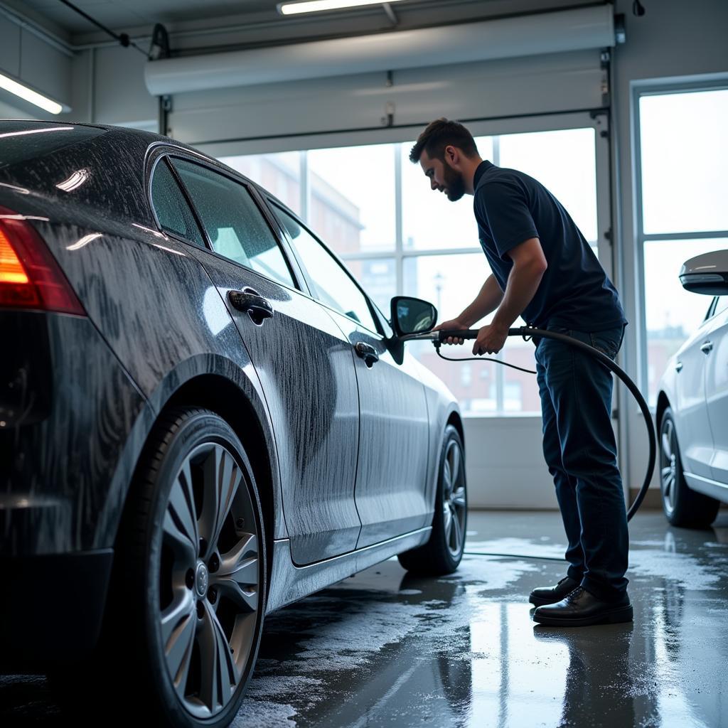 Car Detailing Professional Using a Steamer