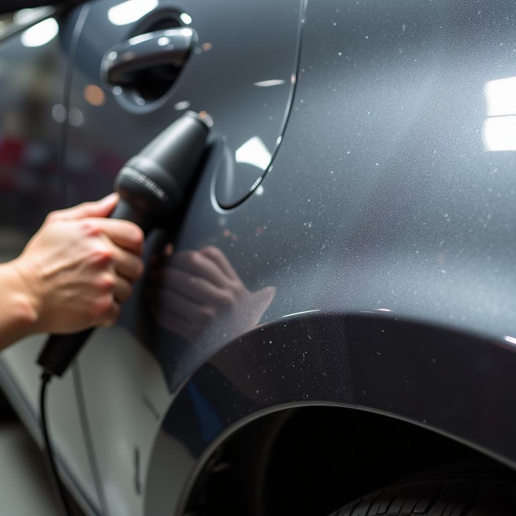 Paint correction process on a car in Quincy, IL