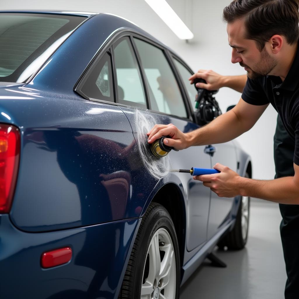 Applying paint protection after car detailing in Roswell, NM