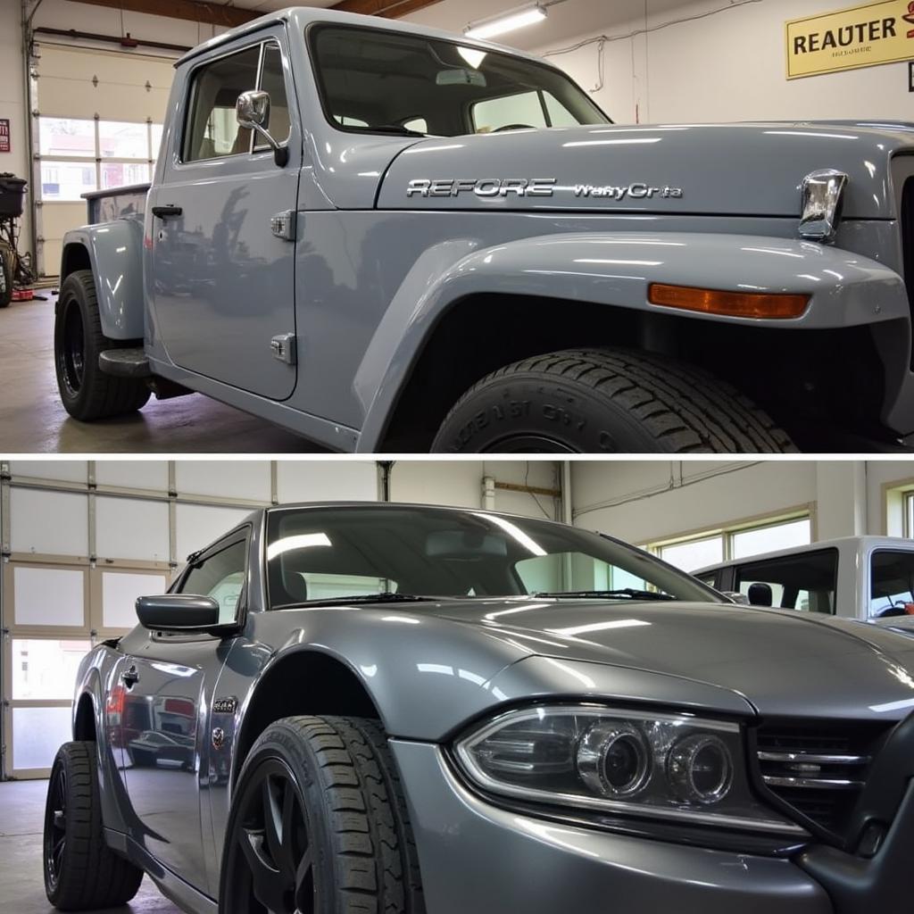 Applying ceramic coating on a car in Saskatoon