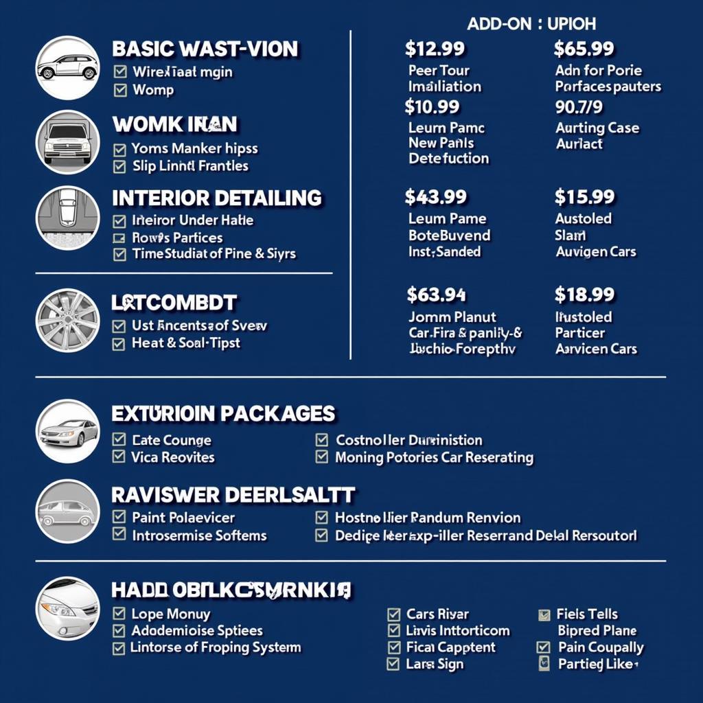 Car Detailing Service Menu and Pricing Example