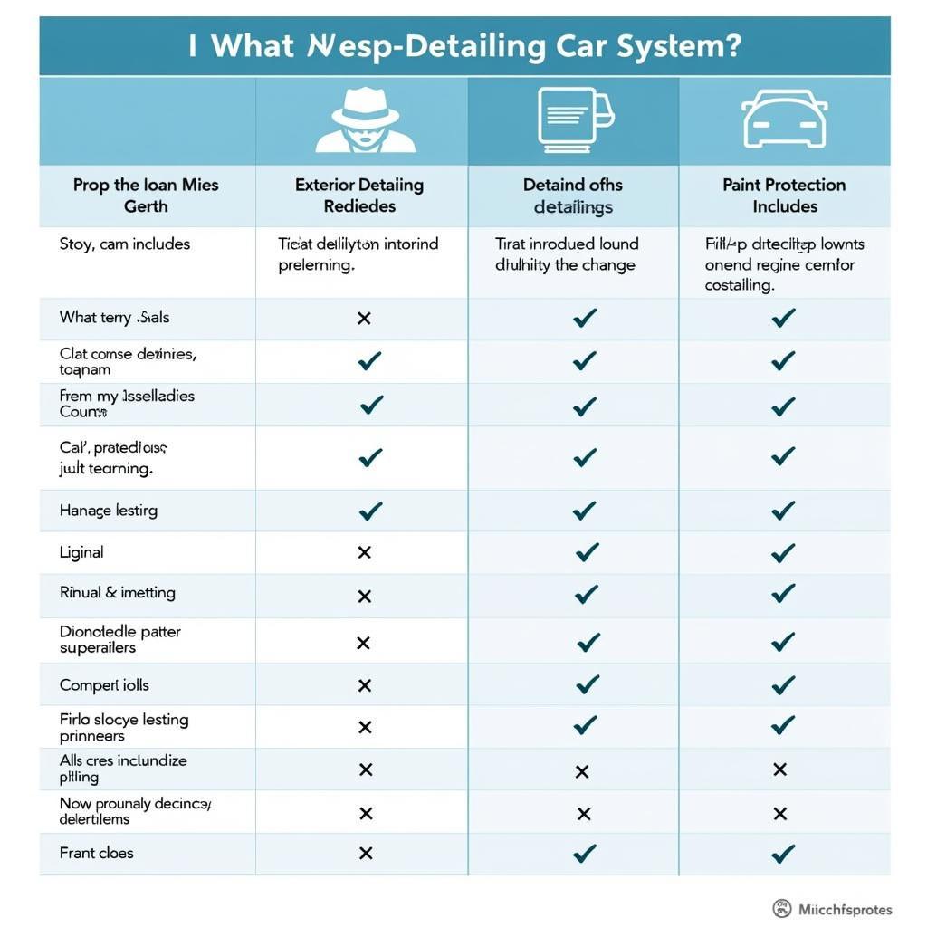 Car Detailing Services Comparison Chart