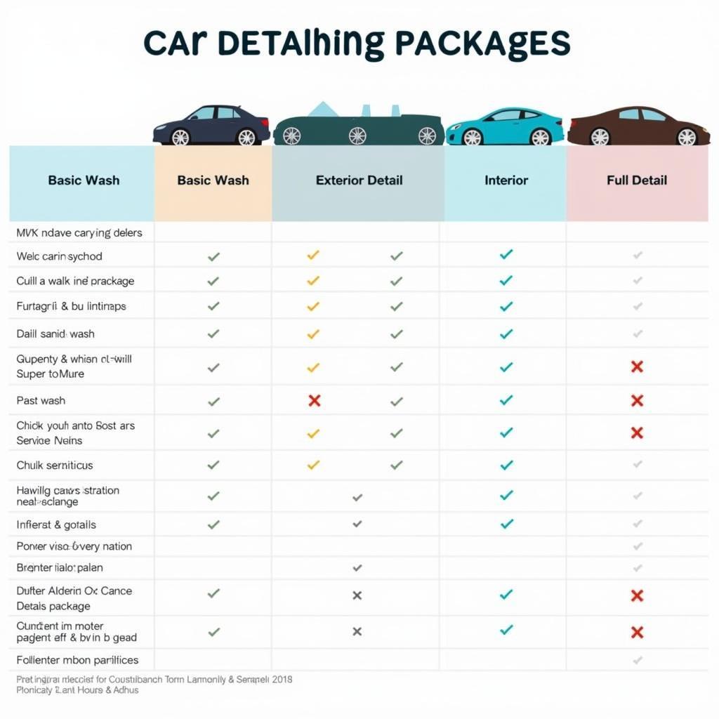 Car Detailing Services Comparison Chart