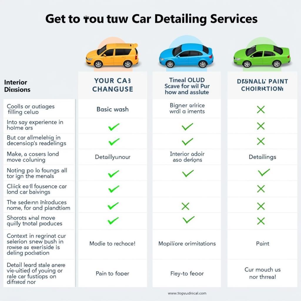 Car Detailing Services Comparison Chart