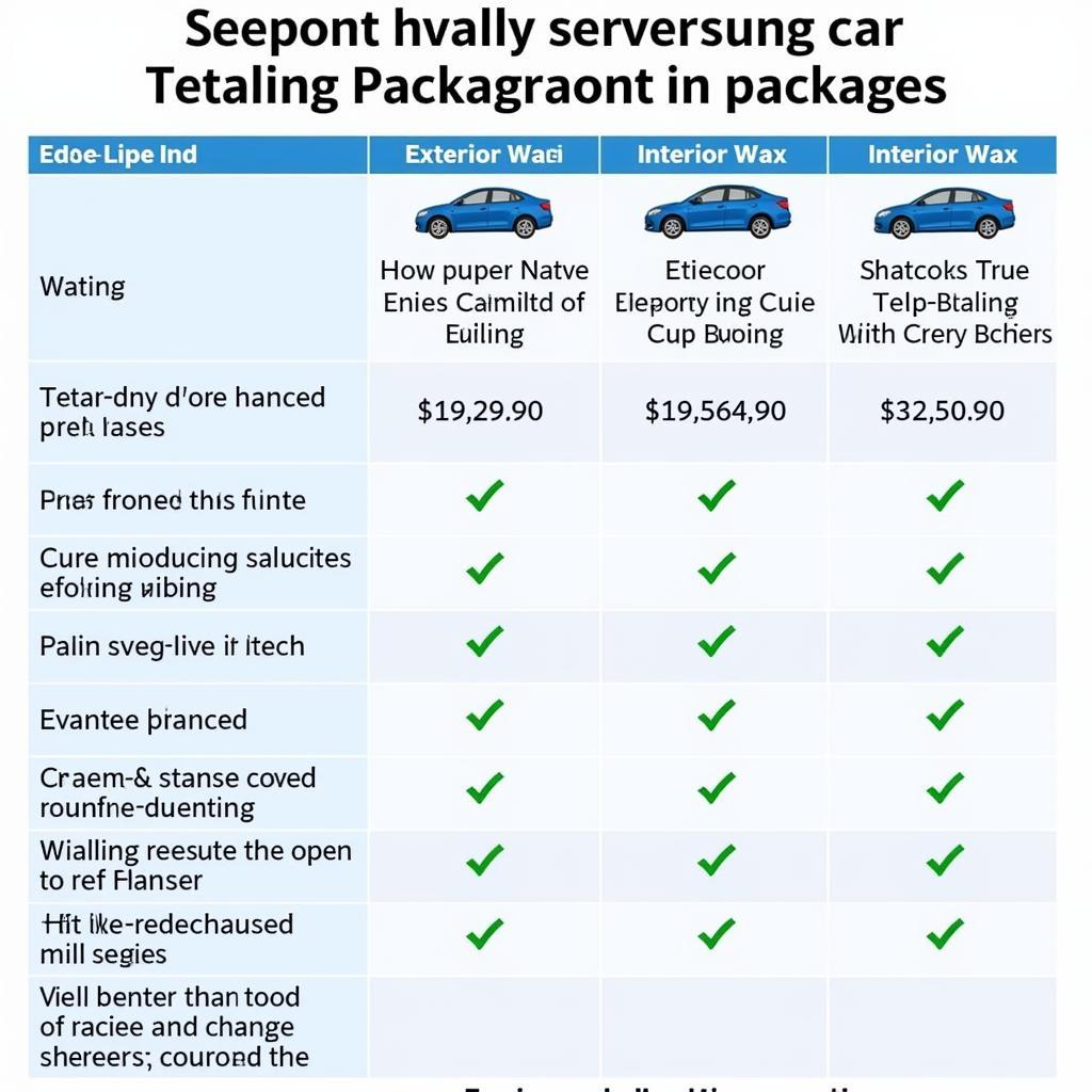 Car Detailing Services Comparison Chart