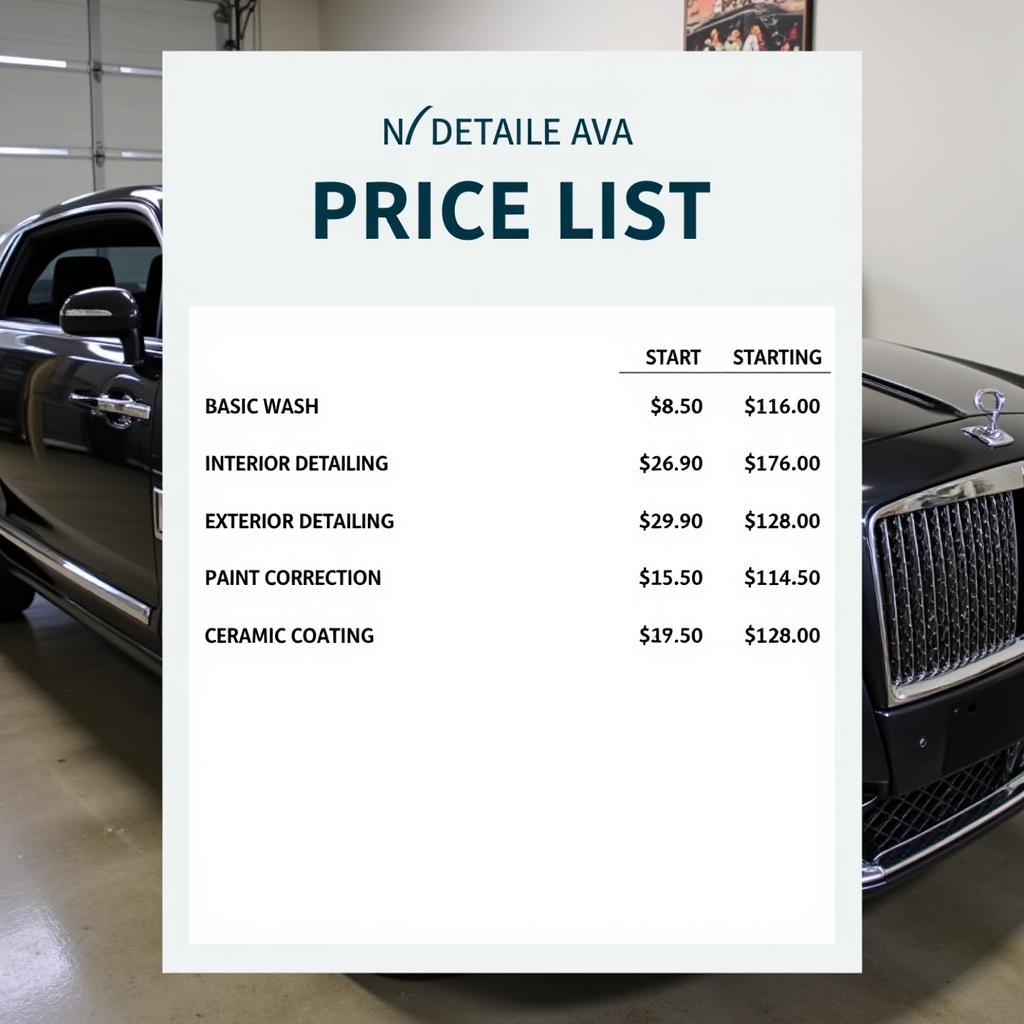 Car Detailing Services Price List