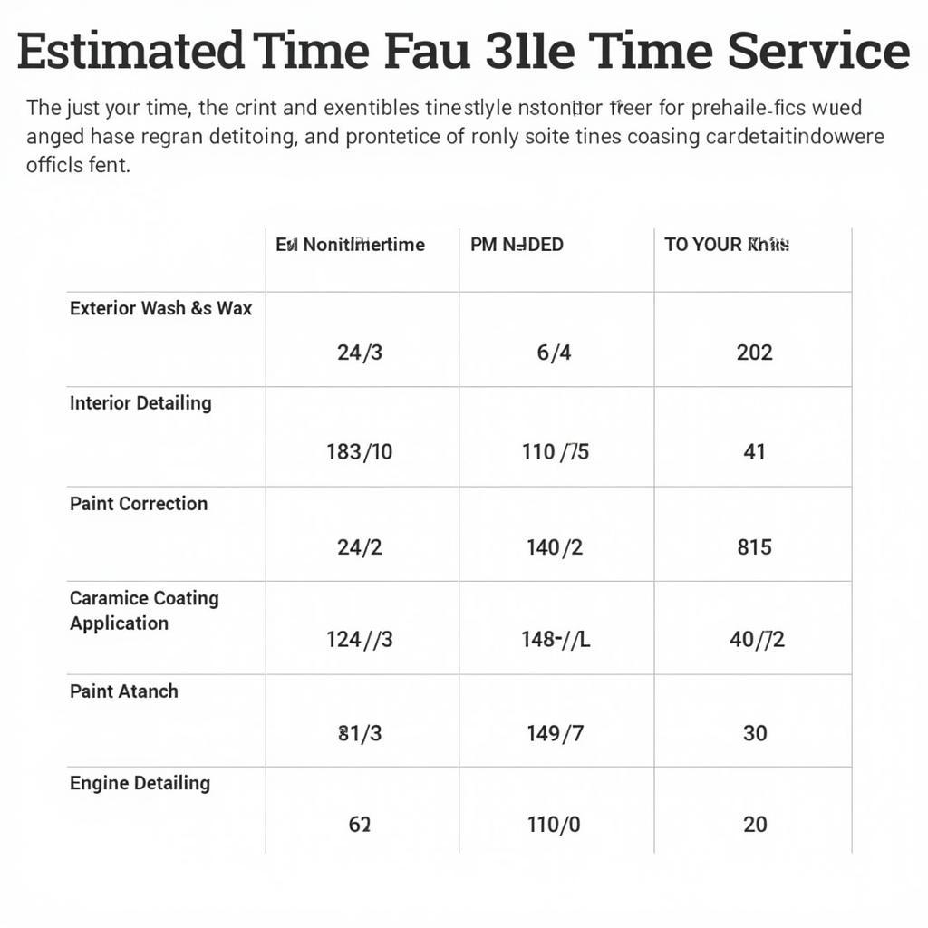 Car Detailing Services and Time Estimates