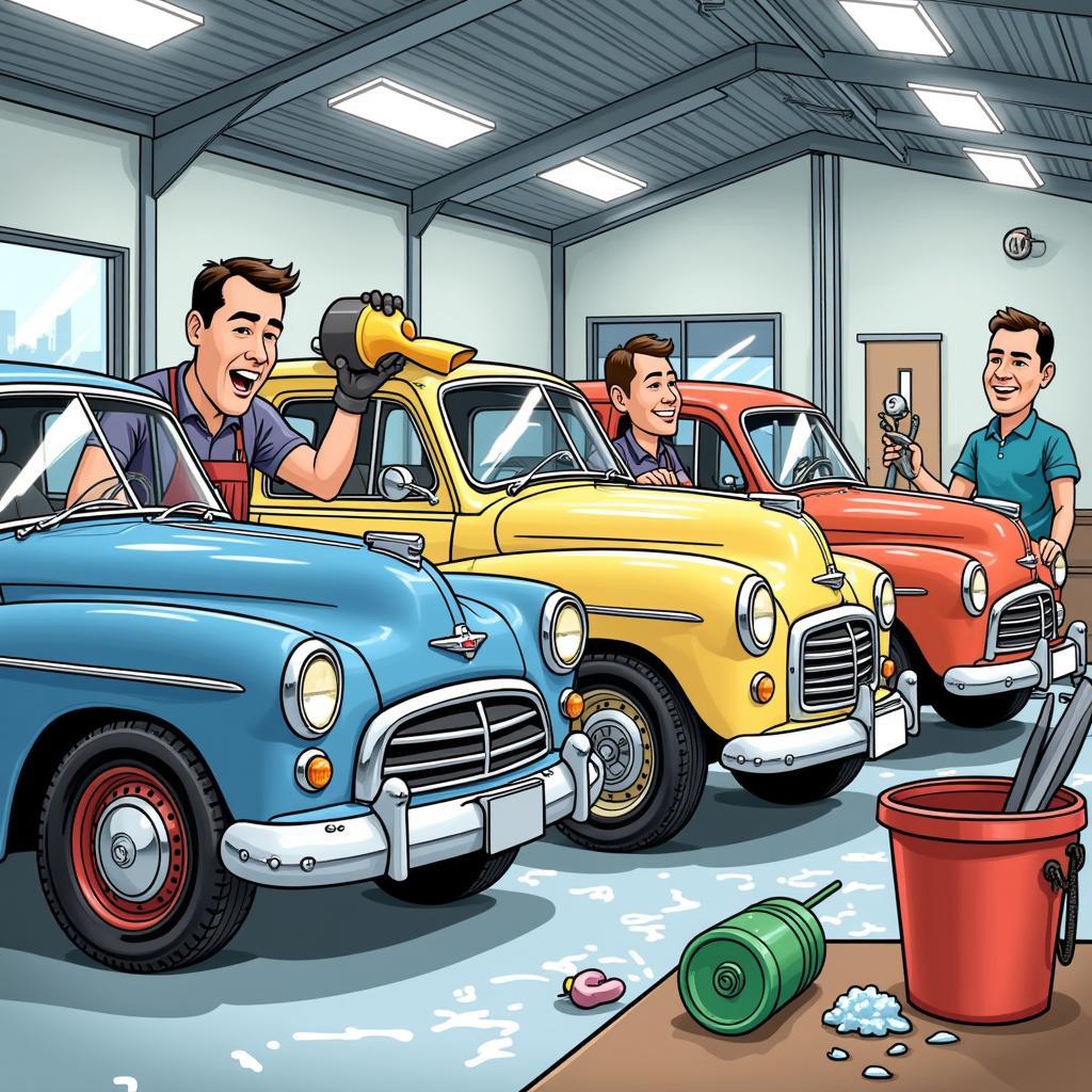 Car Detailing Shop Cartoon Advertisement