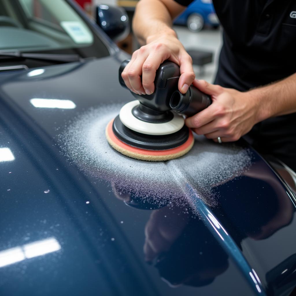 Paint correction process on a car's hood