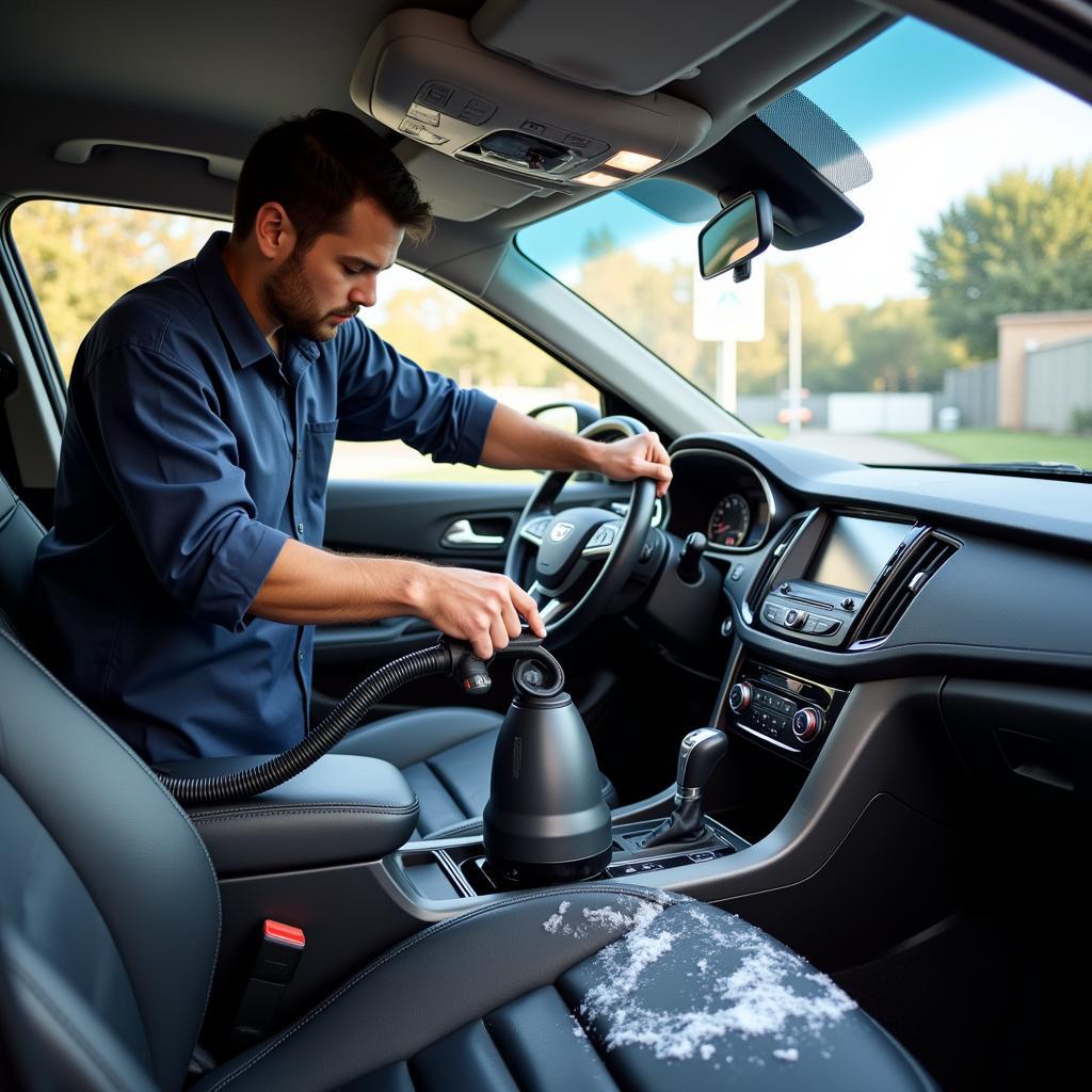 Car Detailing Steam Cleaner in Action