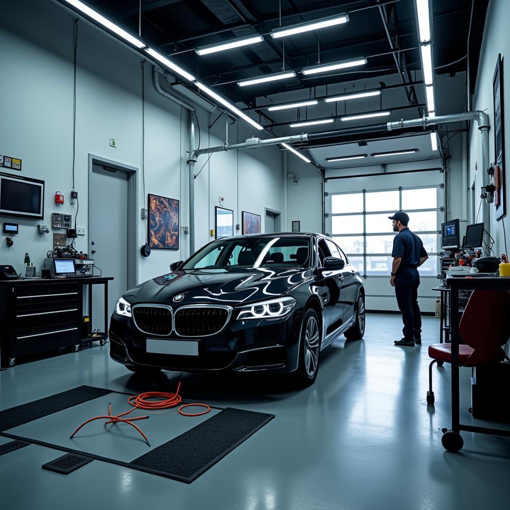 Modern Car Detailing Studio Interior in India