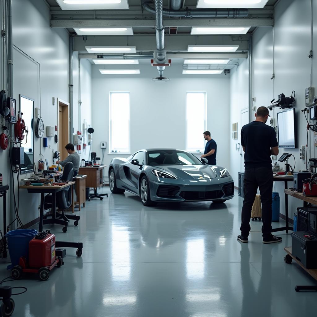 Inside a professional car detailing studio