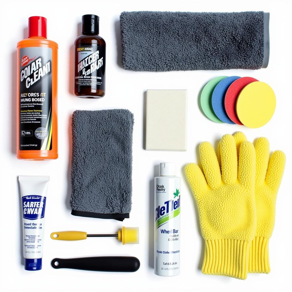 Essential car detailing supplies laid out and ready for use