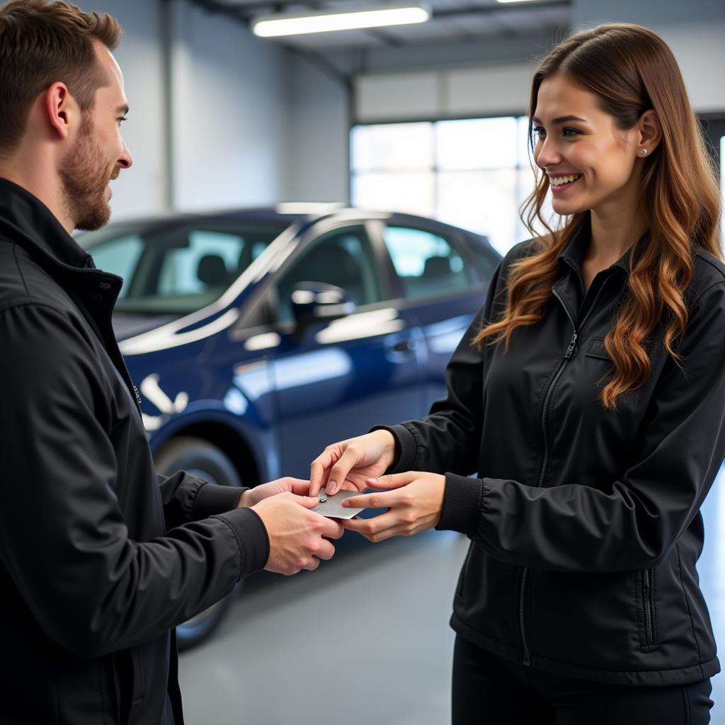 Happy Customer Tipping Car Detailer