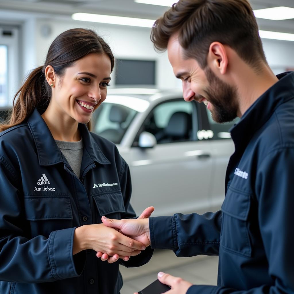 Happy Customer Tipping a Car Detailer