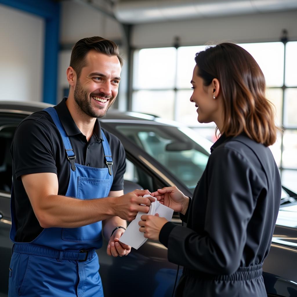 Happy Customer Tipping Car Detailer