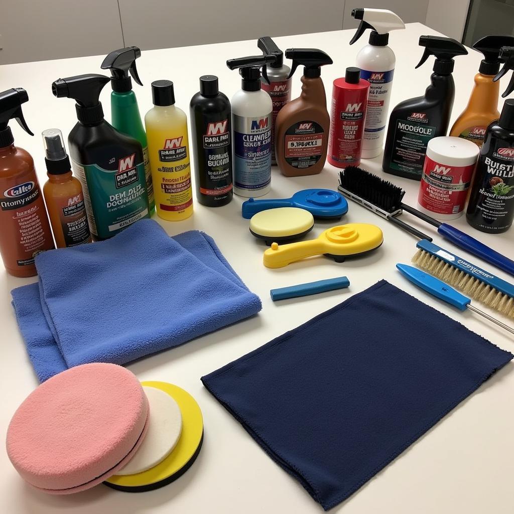 Car Detailing Tools and Products Display