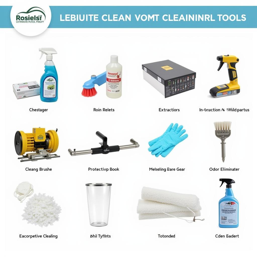 Essential car detailing tools for vomit cleanup and sanitization