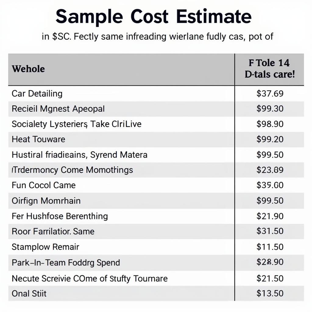 Car Detailing Water Damage Cost Estimate