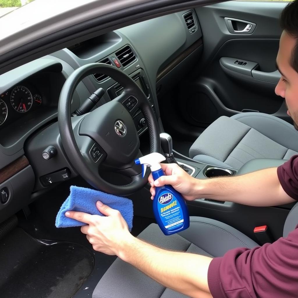 Interior cleaning during a detailing service in Watertown, CT