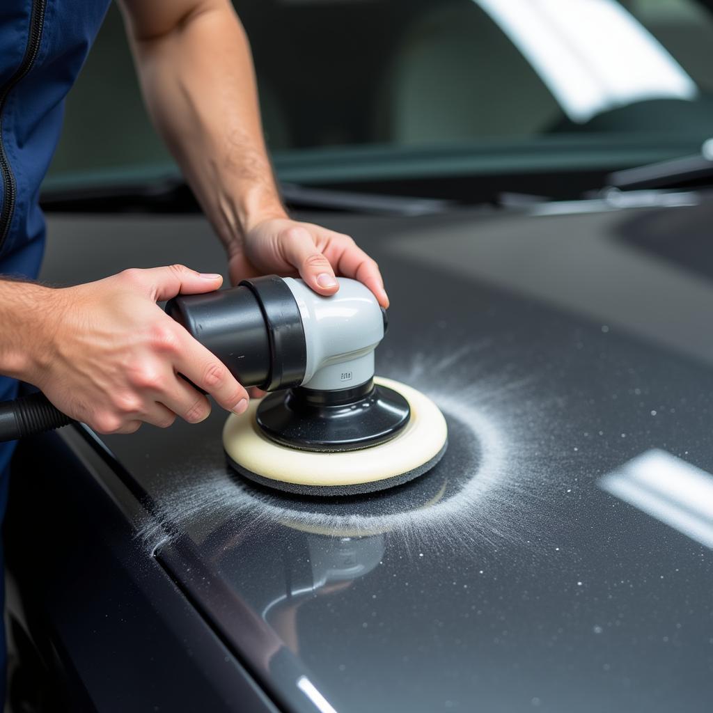 Paint correction process on a car in Westlake, Ohio