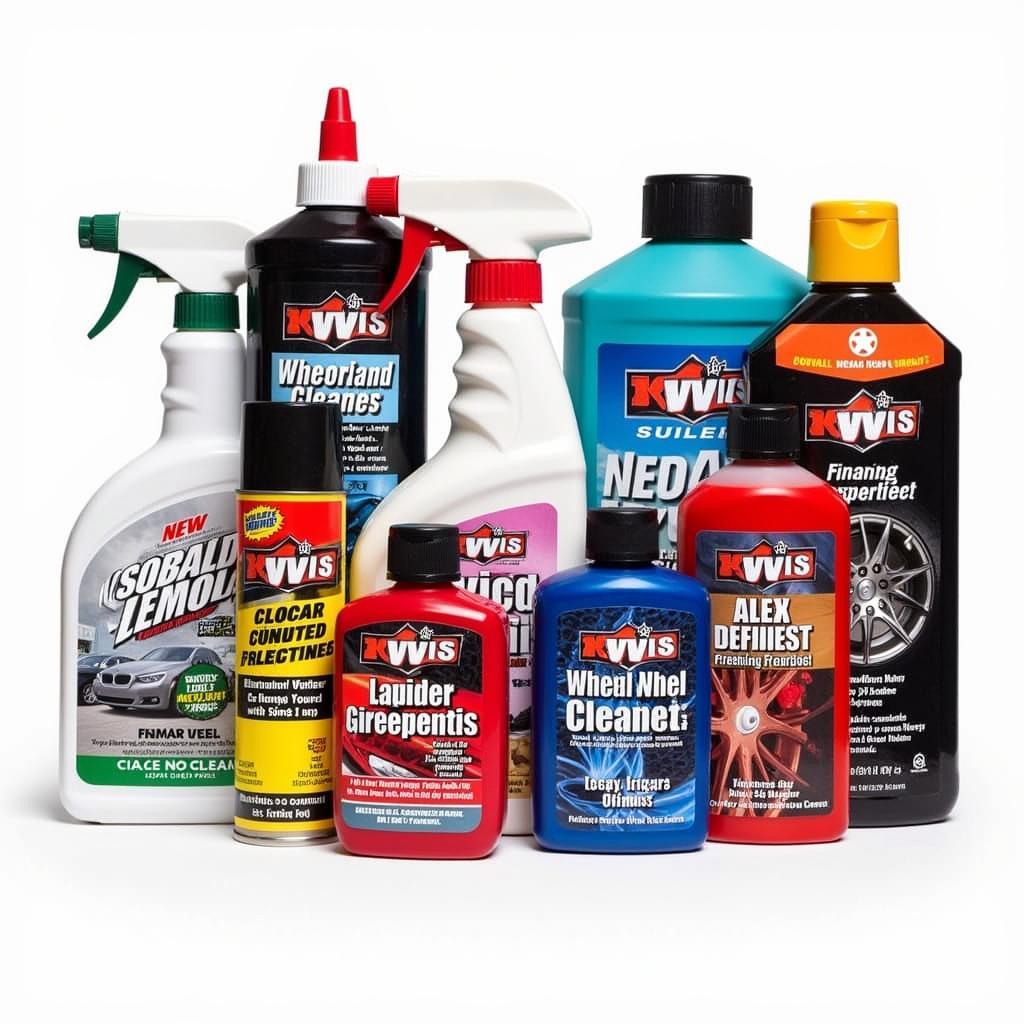 Different car detailing products for wheel wells