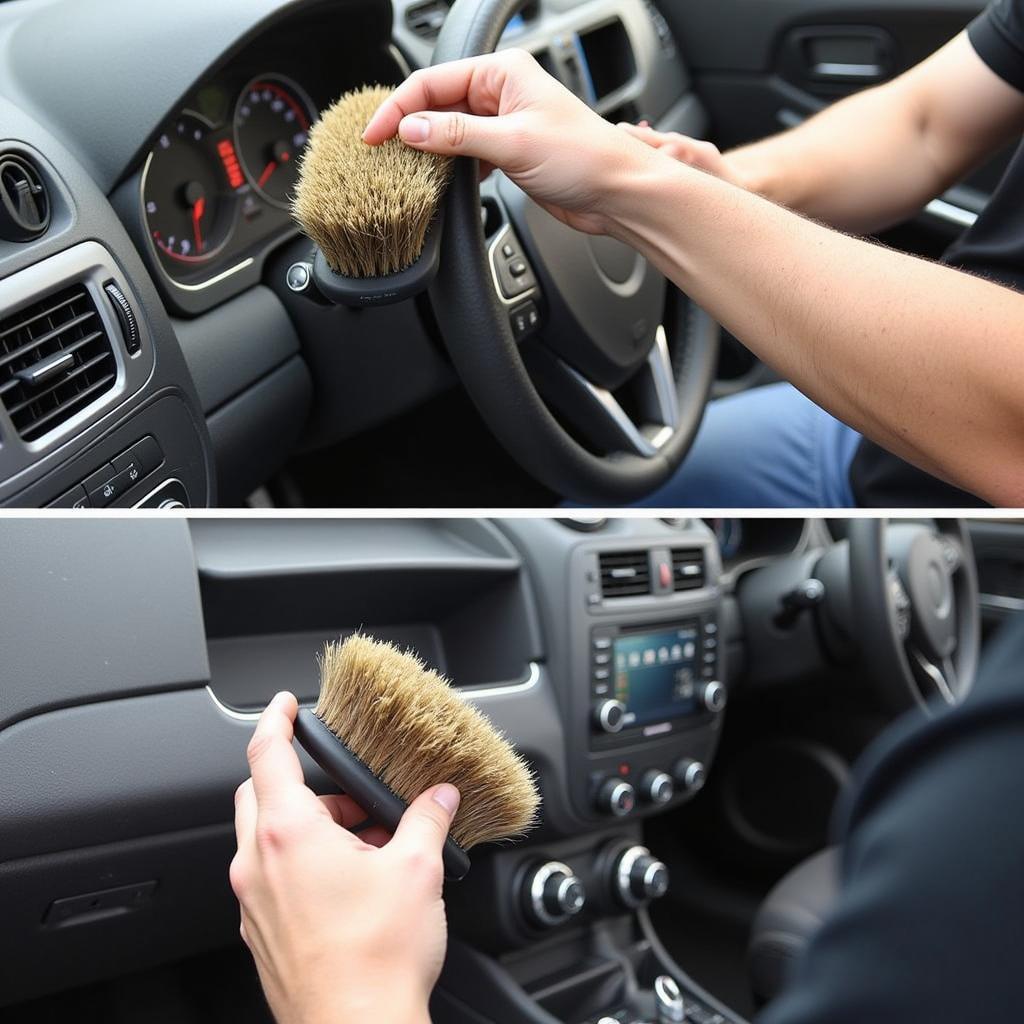 Detailing a Car with an Imitation Boar Hair Brush