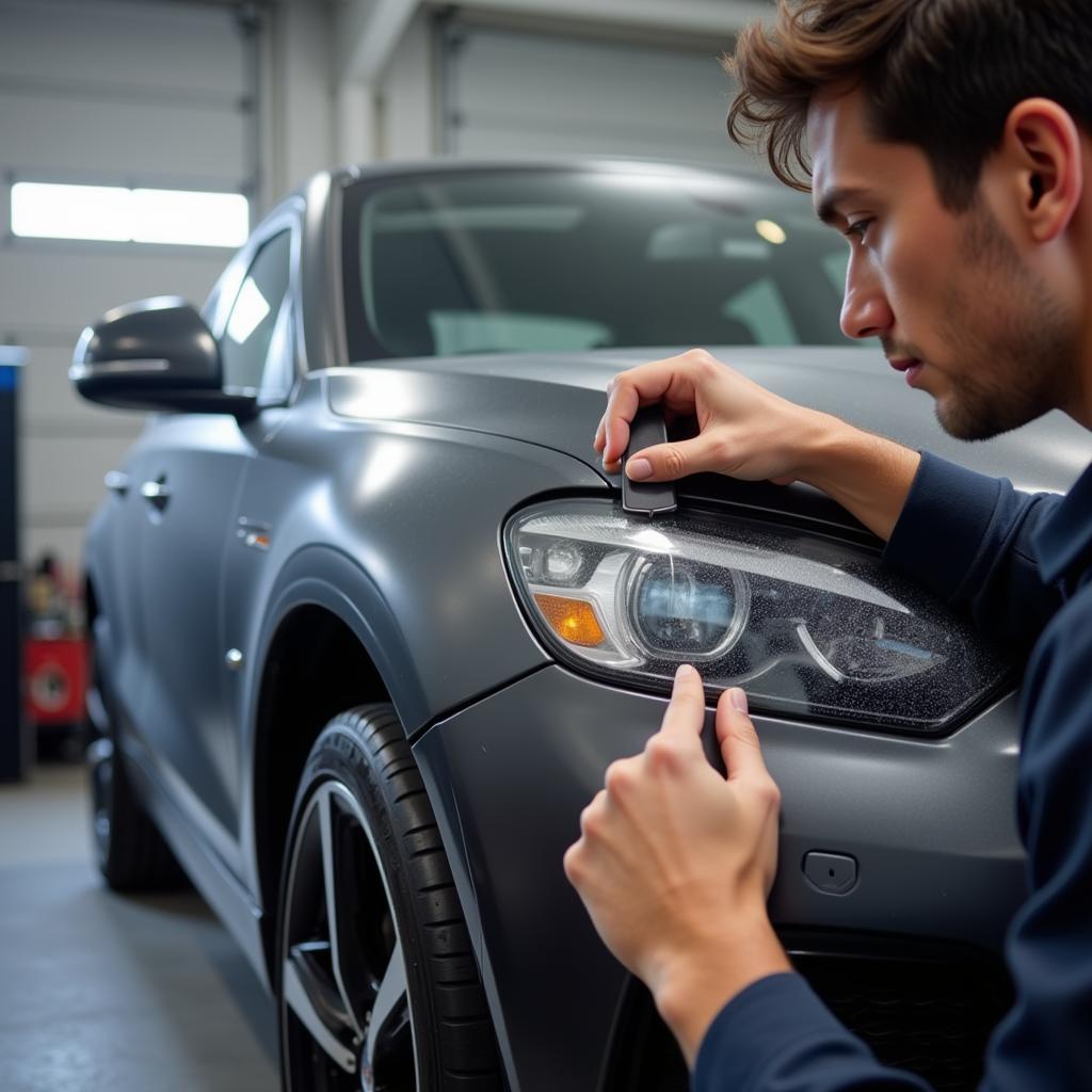 Applying ceramic coating to a car in Wynnum West