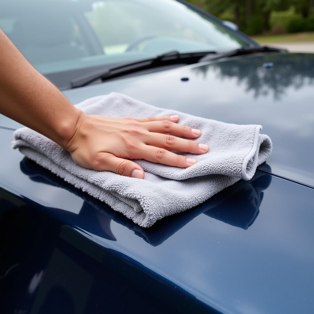 Drying a Car with a High-GSM Microfiber Towel