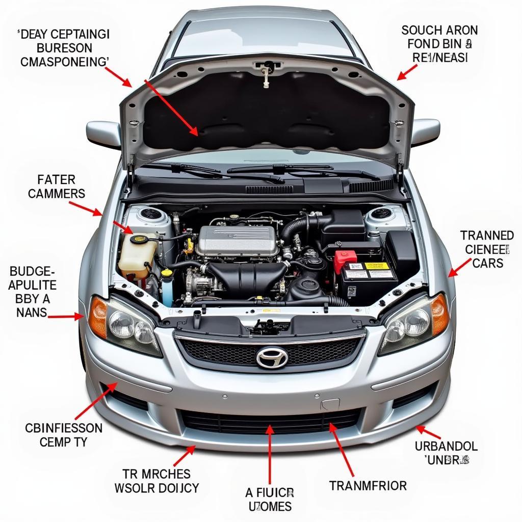 Detailed Description of a Car Engine Bay