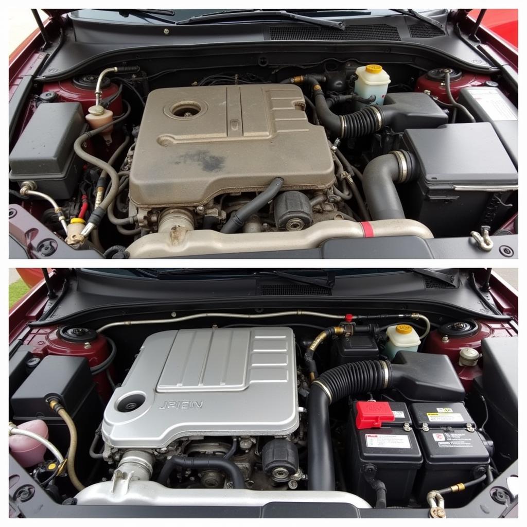 Car Engine Detailing Before and After Comparison