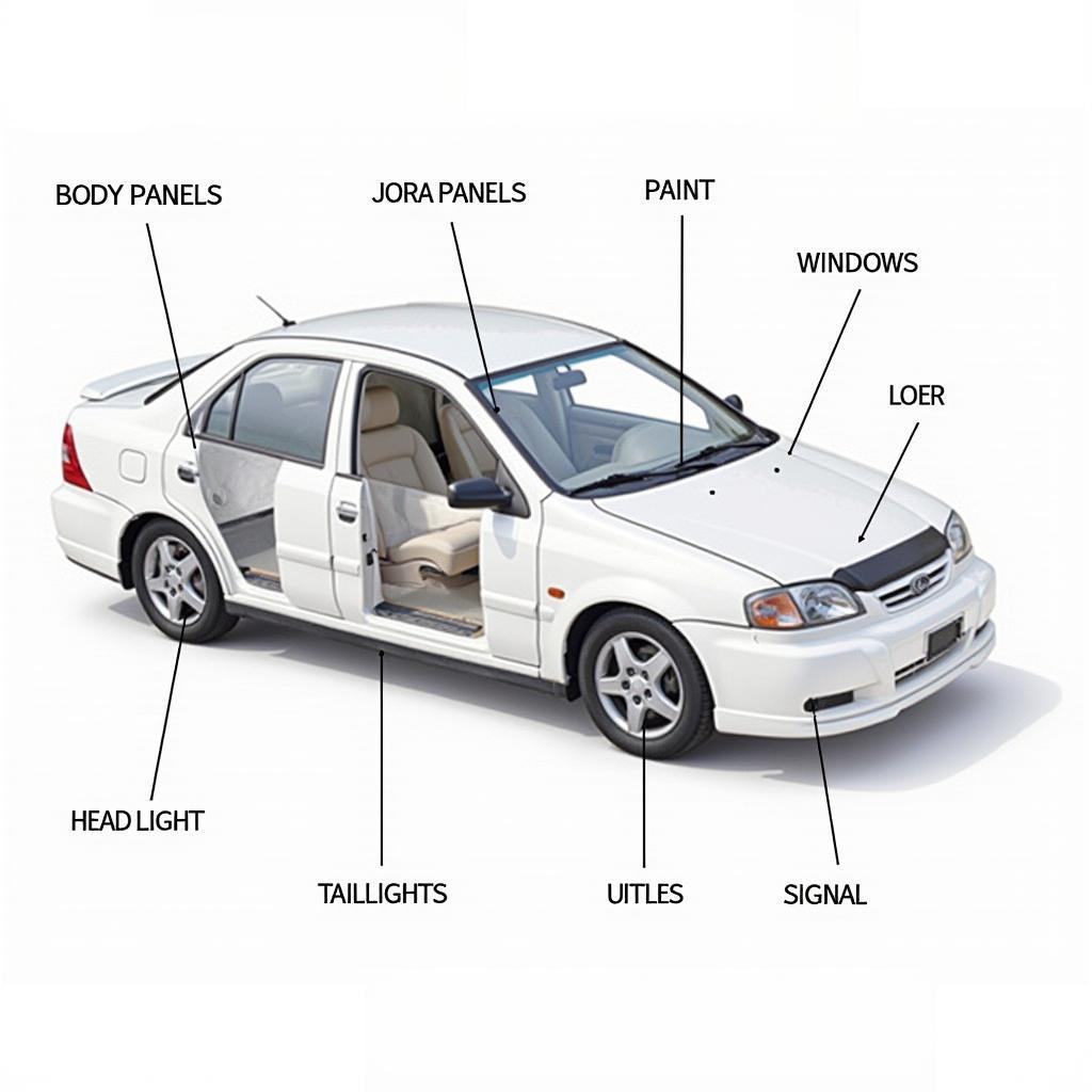 Detailed View of Car Exterior Components