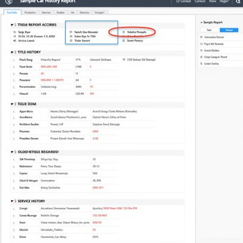 Example of a Car History Report