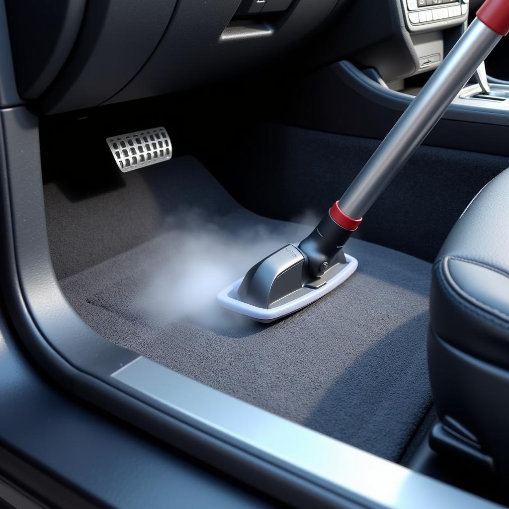 Professional Car Interior Carpet Cleaning with Steam Cleaner