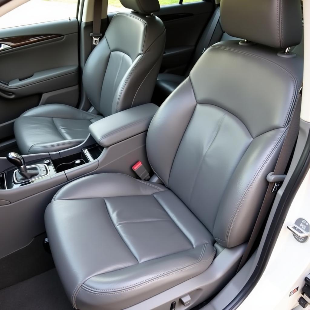 Clean and conditioned leather car seats after detailing