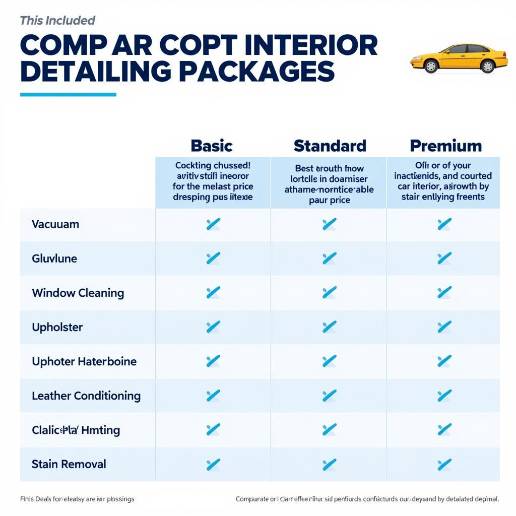 Car Interior Detailing Price Comparison Chart