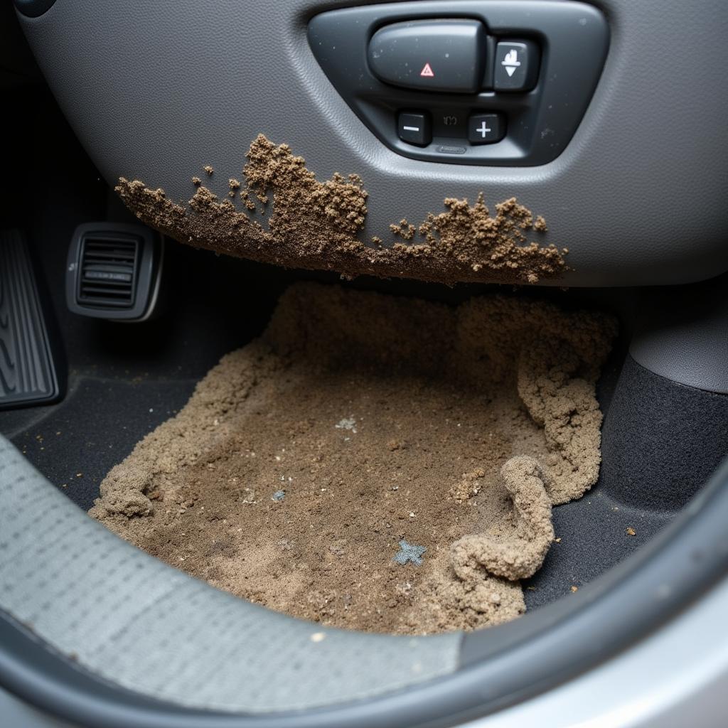 Mold growing under car seat