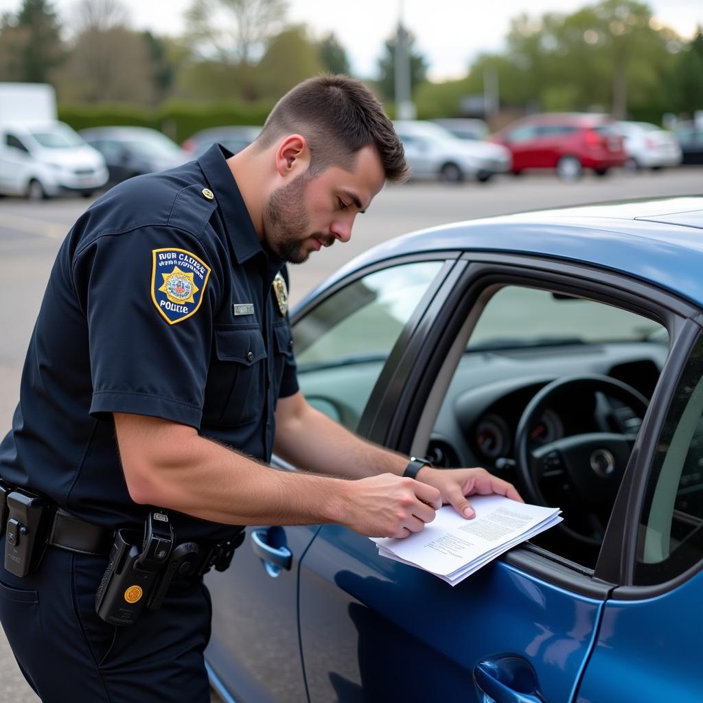 Police checking a car with no details