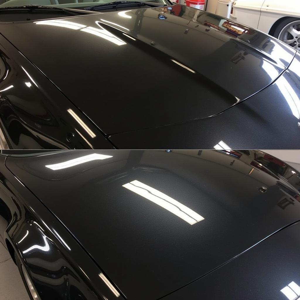 Glossy car paint after swirl mark removal detailing