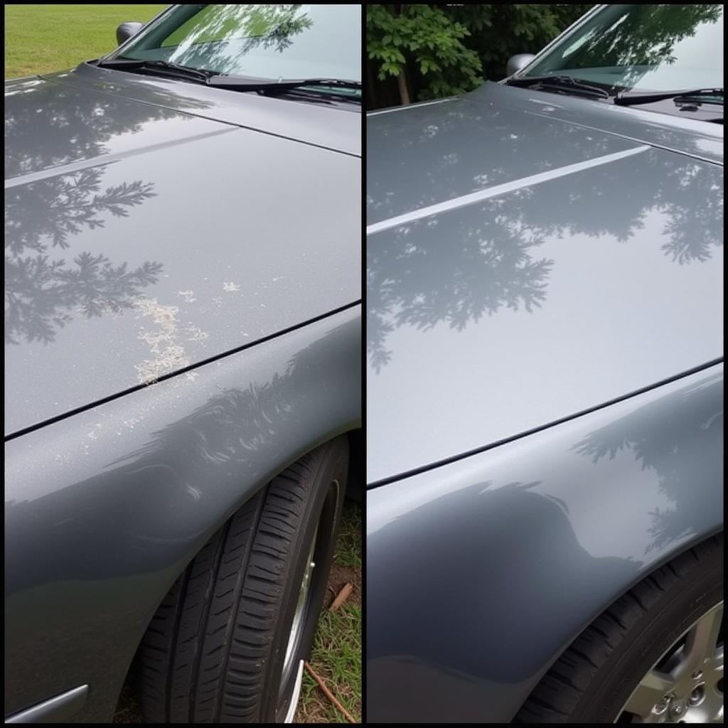 Car Paint Before and After Buffing