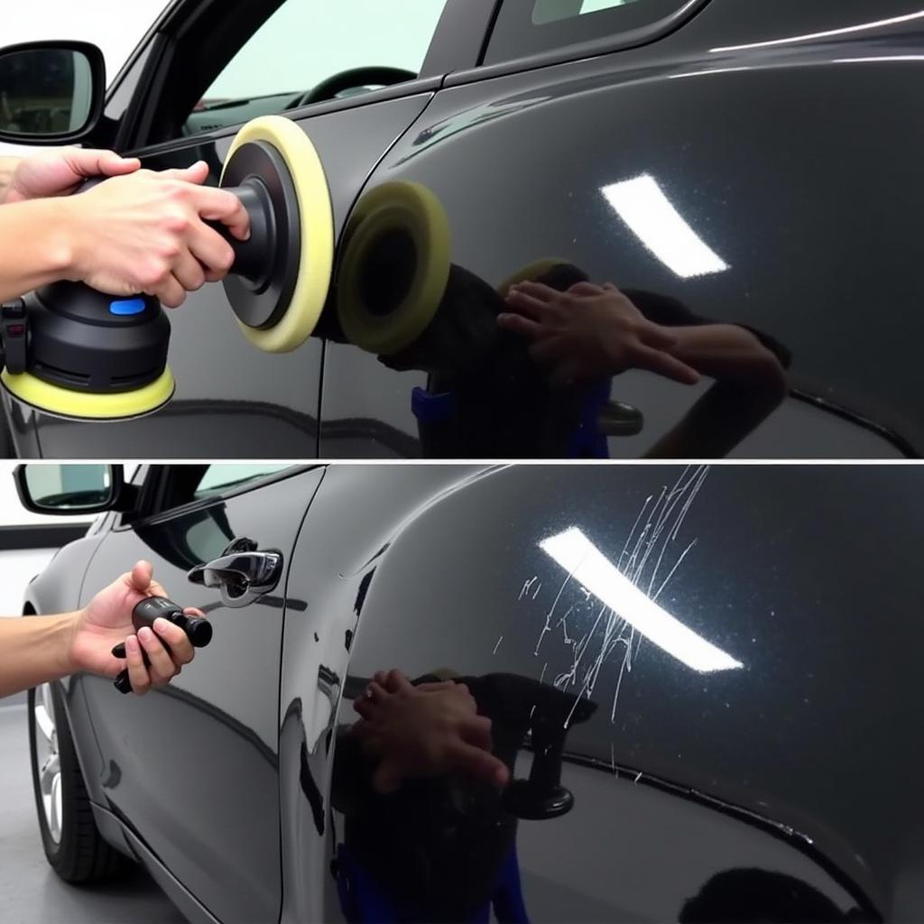 Car paint correction during detailing