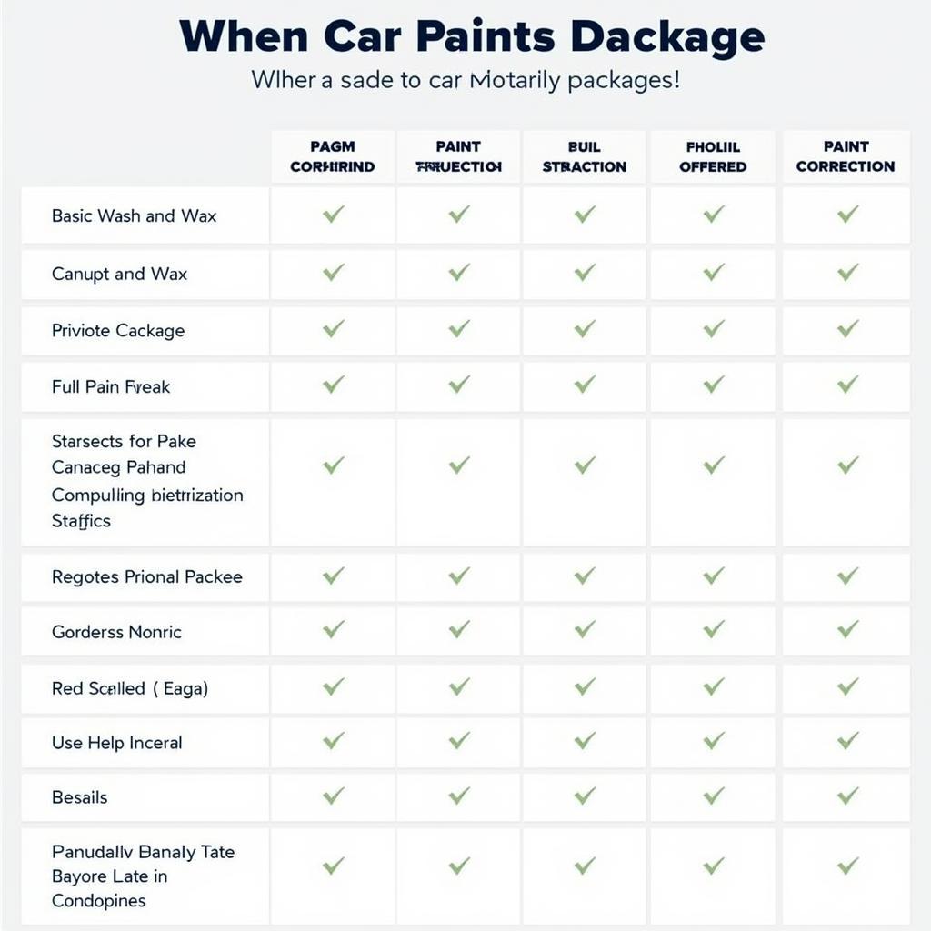 Car Paint Detailing Prices Comparison Table