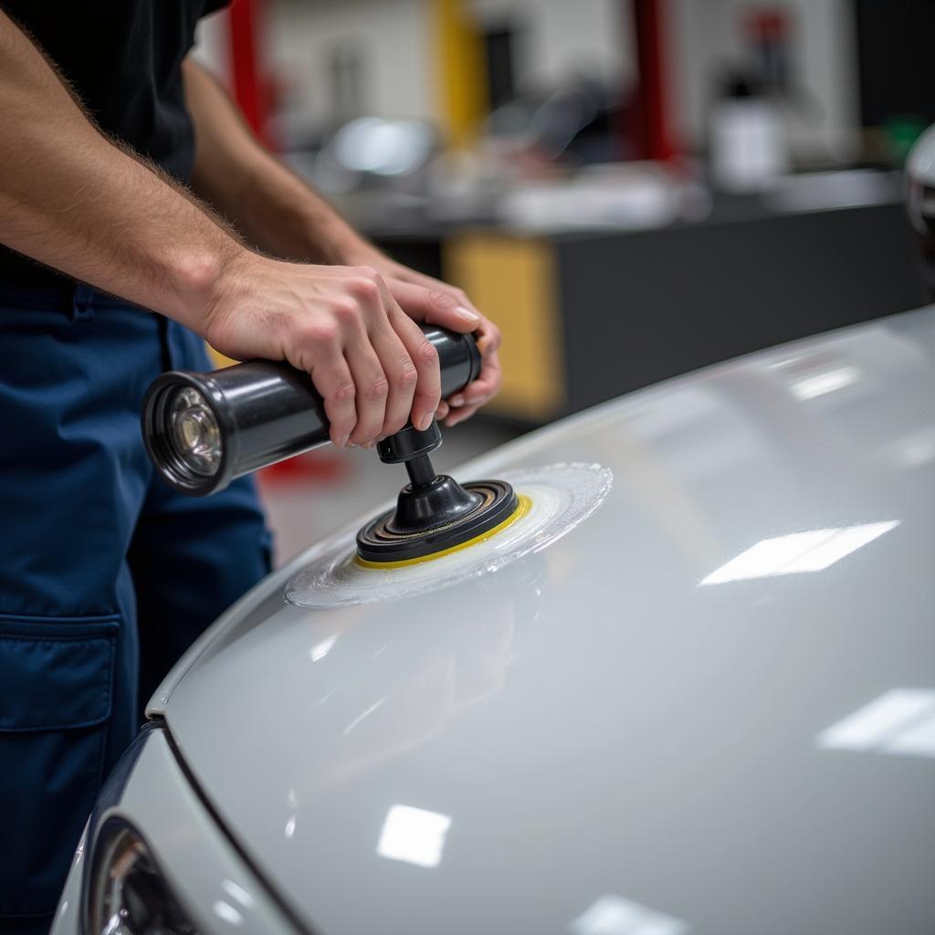 Car paint protection detailing process with sealant application