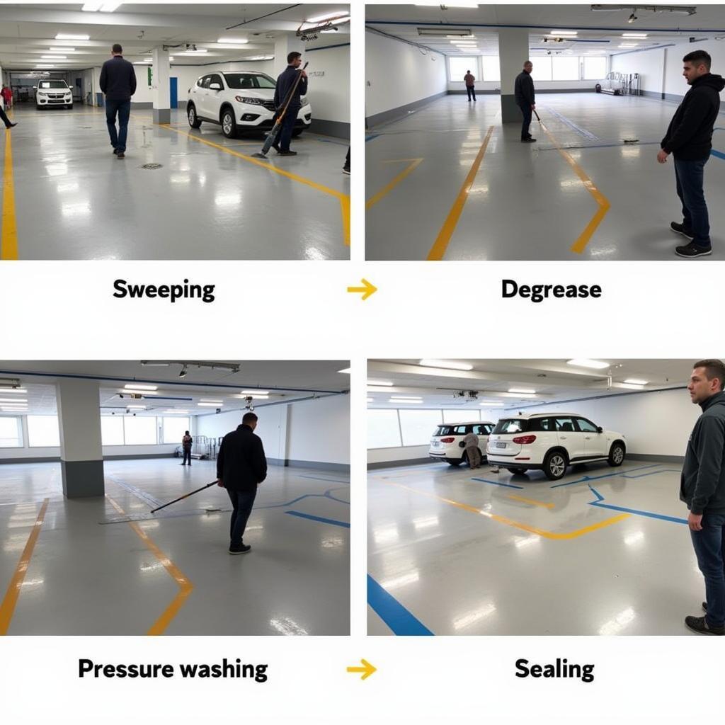 Car Park Floor Cleaning Process