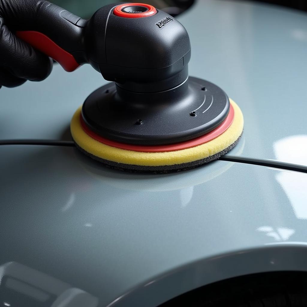 Polishing car paint with a dual-action polisher