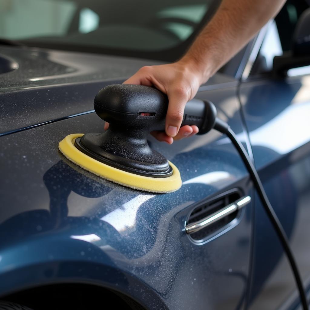 Closeup of Car Polishing Techniques